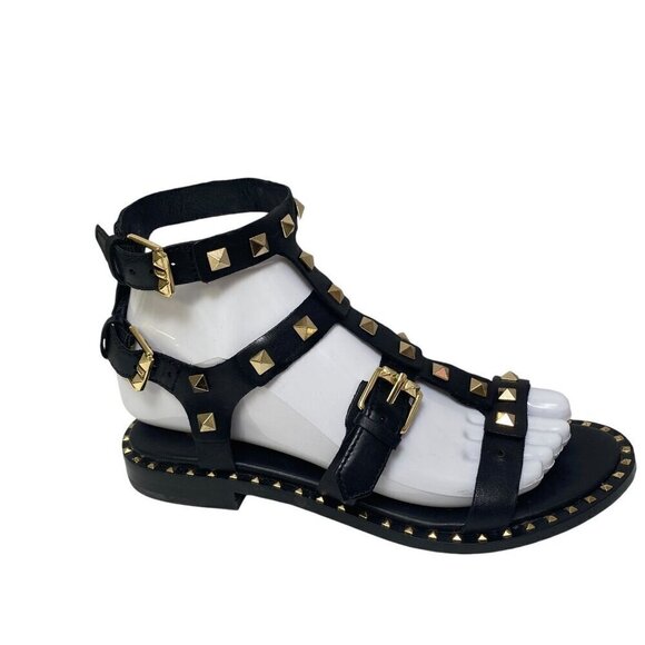ASH Pacific Gladiator Sandals Size 6 Black Studded Strappy Womens Flats - Picture 5 of 16